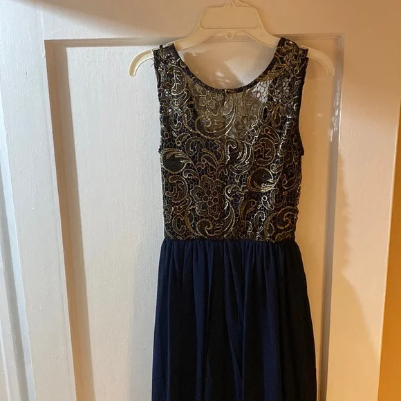 clubl | Dresses | Navy And Gold Maxi Dress | Poshmark